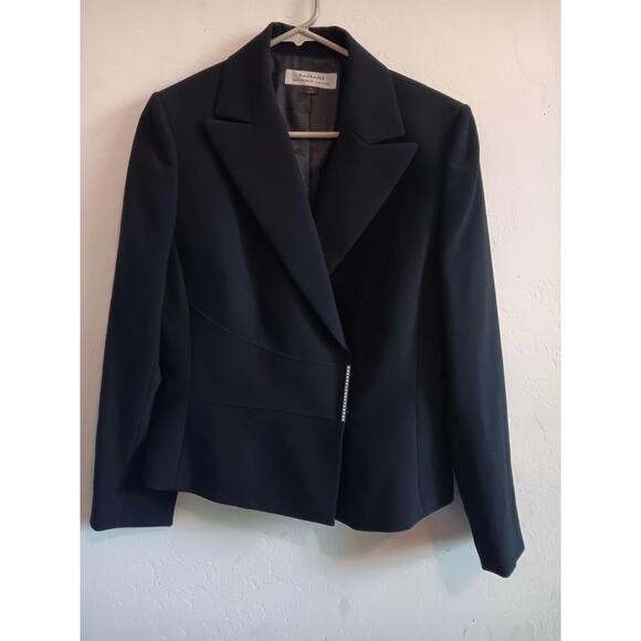 Tahari Blazer, Women's Size 10, Black, Lined, Single Breast, Rhinestone Button - Picture 1 of 4